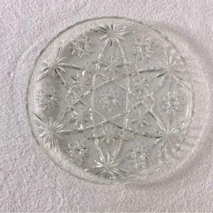 Vintage Pinwheel Cut Crystal Round Serving Tray  Plate